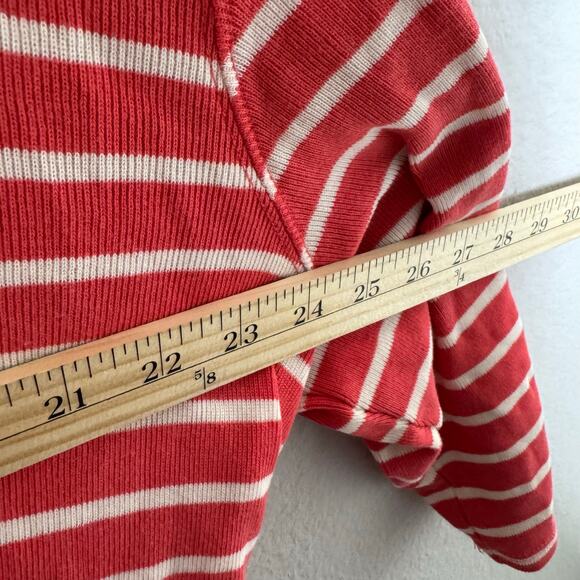 L.L. Bean 2X Pink White Striped Boatneck 3/4 Sleeve 100% Cotton Knit Top Plus - Picture 2 of 6